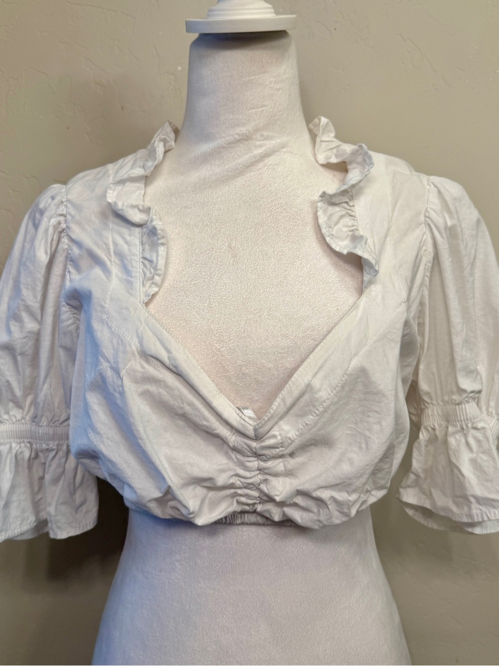 Edelnice German traditional peasant style dirndl blouse - White cotton - US XL - Picture 11 of 12